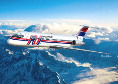 Digital illustration of a DC-9-30 aircraft belonging to Austral Airlines