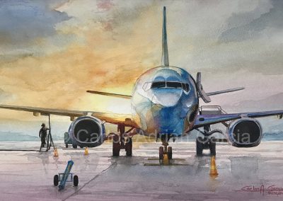 Watercolor Boeing 737-800