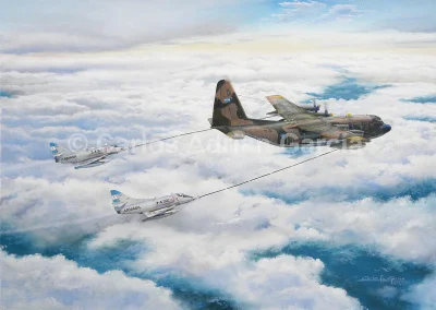 Argentine Naval Aviation refueled in flight from the Argentine Air Force’s KC-130 TC-70